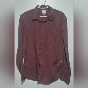 Lrg Old Navy Men's Burgundy Button-Up Shirt